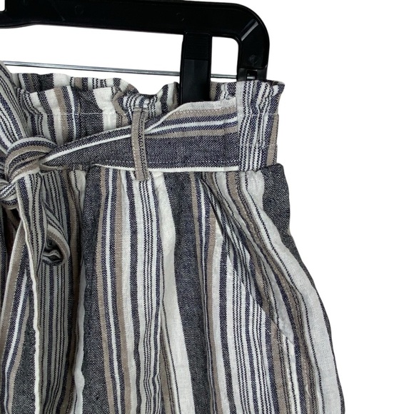 Blu Dahlia Linen Blend Shorts Women’s Size M Striped Tan Gray White - Picture 2 of 8